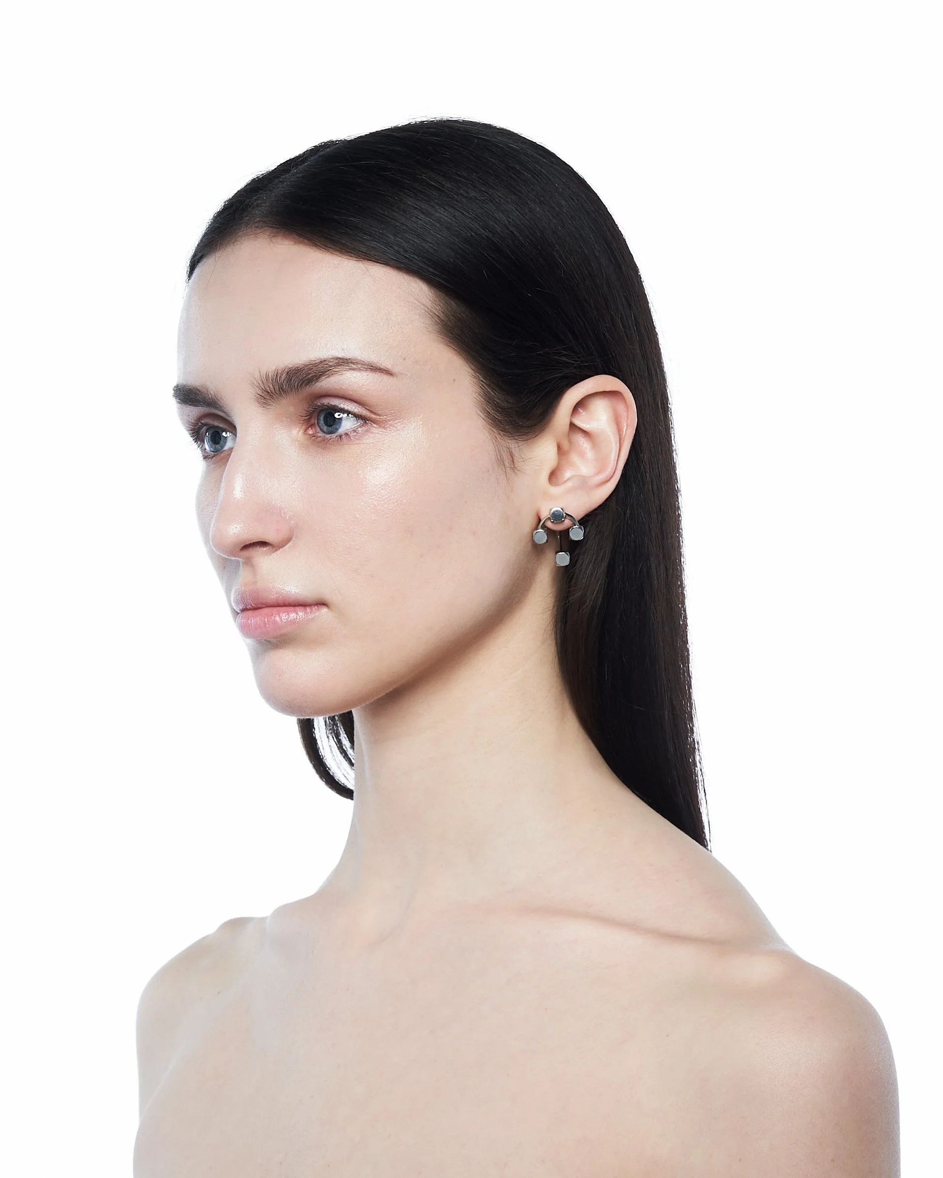 【HYERES LOR】25SS★ (M) Matte Castanets Round Earrings Quadri Square Earring XS Orange Swarovski — Lorette Colé Duprat